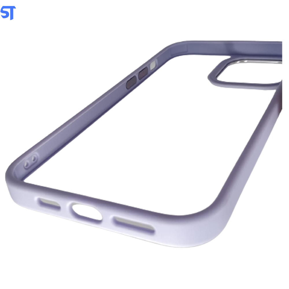 Capa Transparente Para iPhone 13 Pro Max Com Frame de Metal Anti Impacto Ótimo Acabamento - Roxa