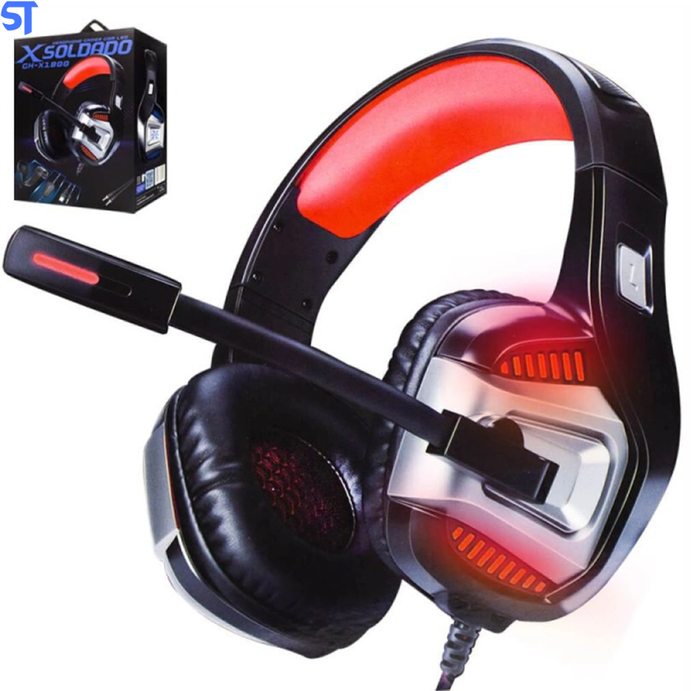Headphone Gamer 7.1 Drive Hyperx LED Som Surround Microfone GH-X1800 Preto e Vermelho