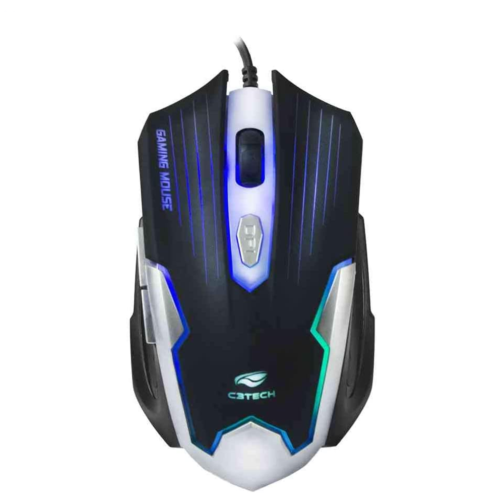 Mouse Gamer USB MG-11BSI Preto/Prata C3Tech - C3 TECH