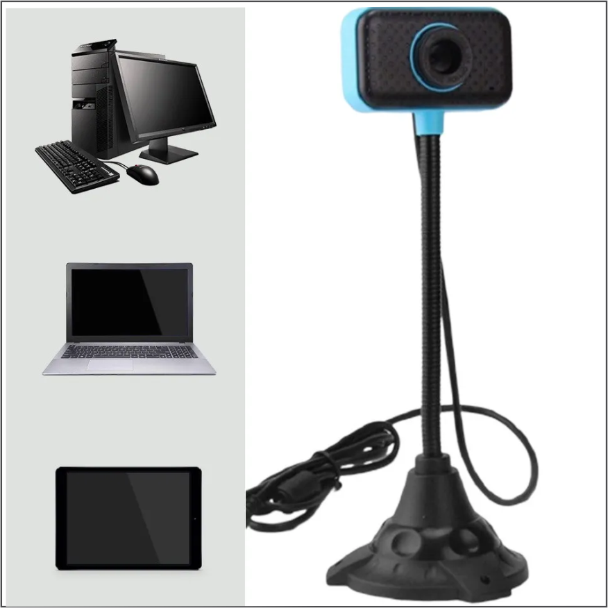 WebCam 480p Usb Com Led e Microfone Usb 2.0 Com Tripé Flexivel