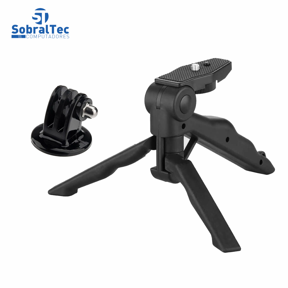 Suporte De Mão e Mini Tripé Ajustável 360 Para Celulares e Cameras Com Adaptador Gopro