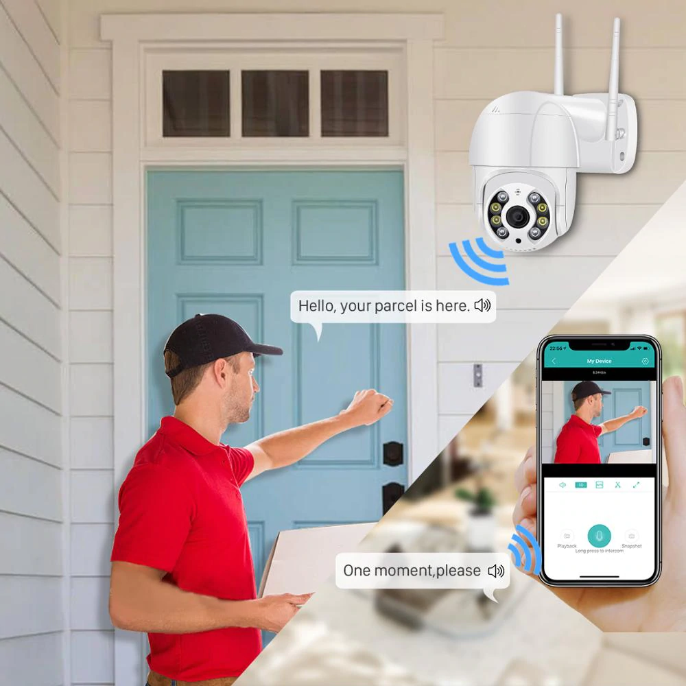 Câmera IP Mini Speed Dome Wi-Fi Externa 3MP 32Gb - Alerta De Duas Vozes-Detecção Humana-Áudio-IR Visão Noturna À Prova D