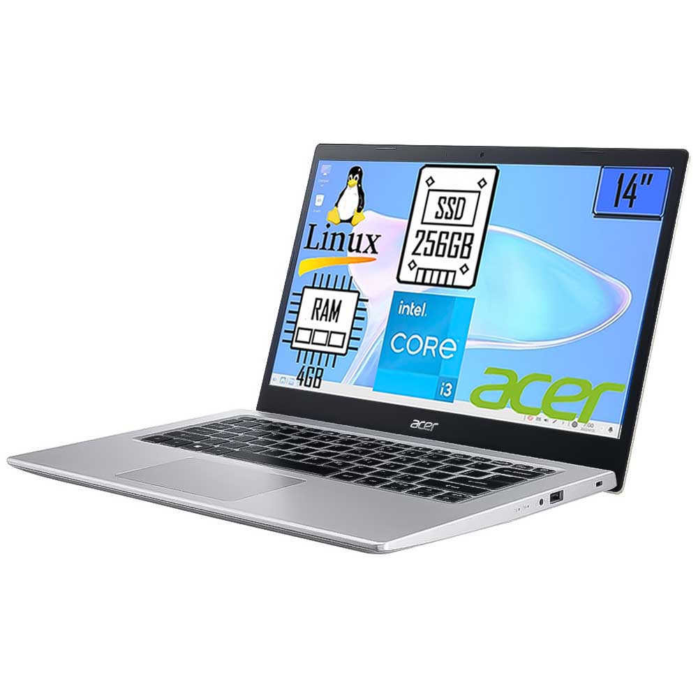 Notebook Acer Aspire 5 A514-54-324N Intel Core i3 11ª Gen Linux Gutta 4GB 256GB SDD- Tela 14' Full HD- Safari Gold