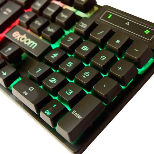 Kit Teclado e Mouse USB Gamer com LED Exbom BK-G550