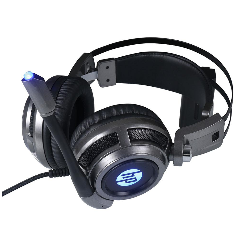 Headset Fone Com Microfone Gamer 1 P2+USB H200 LED Preto HP Drivers 50mm