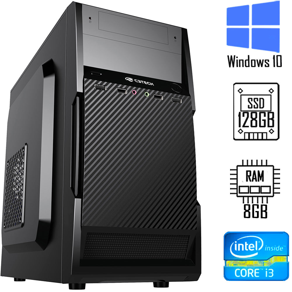 Computador Core i3-2130 - HD SSD Netac 128 GB - Memória 8GB - Gab MT-25V2BK- Windows 10