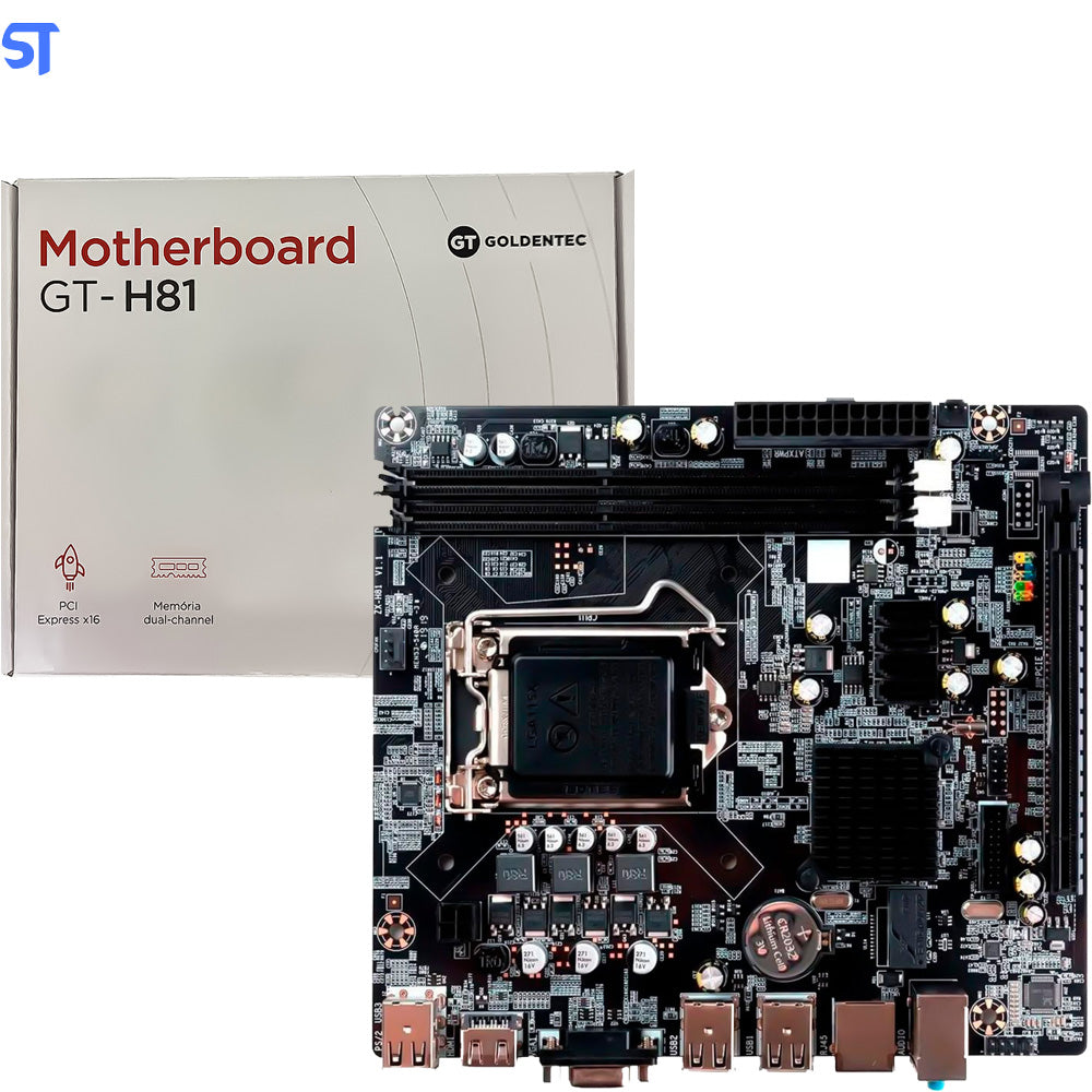 Placa Mãe 1150 H81M DDR3 SQBOX Com HDMI | GoldenTec Para 4 geração