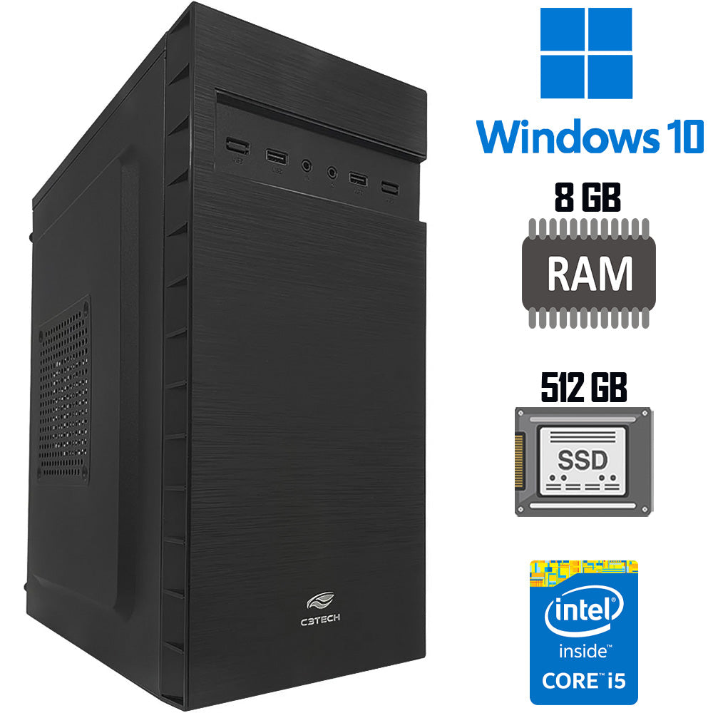 Computador Core i5- 3470- HD SSD 512GB Netac - Memória 8GB- GaB MT32BK - Windows10