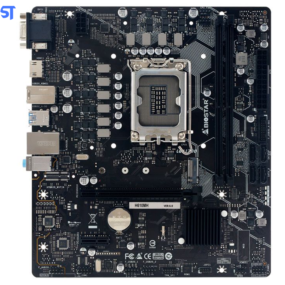 Placa Mãe Biostar H610MH, Chipset H610, Intel LGA 1700, DDR4 mATX, 12ª Geração
