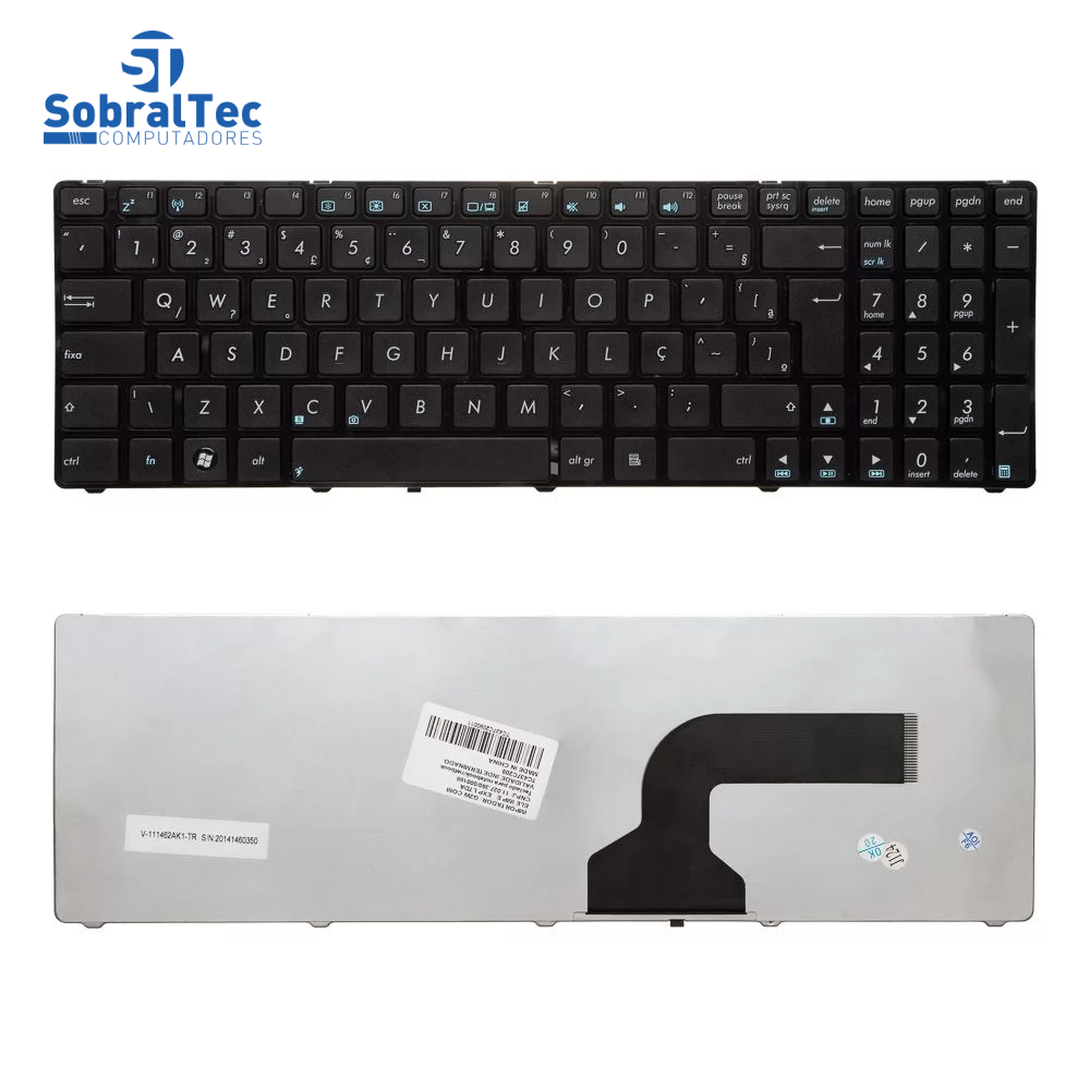 Teclado BringIT Compativel Asus K52 G60 Pn G60-UK MB348-001 - Black - Br Uk Style - Frame