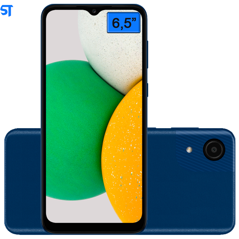 Smartphone Samsung Galaxy A03 Core 32GB Azul 4G - Octa-Core 2GB Ram 6,5” Câm 8MP + Selfie 5MP