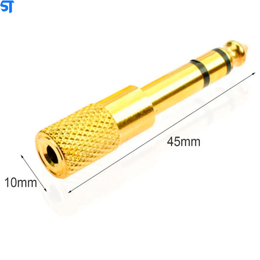 Plug Adaptador Gold P2 / P10 Stereo Para Fone De Ouvido