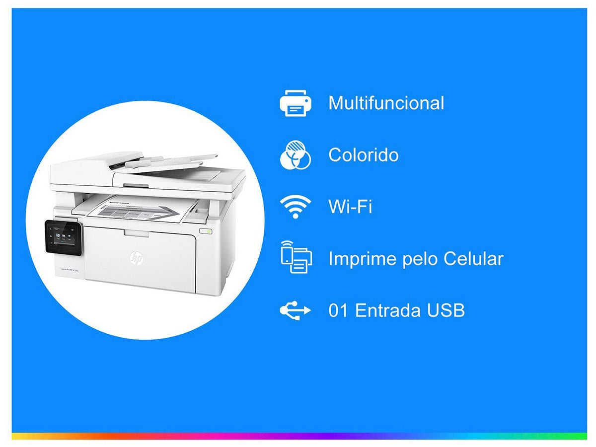 Impressora Multifuncional HP LaserJet Pro M132fw - Laser Wi-Fi USB