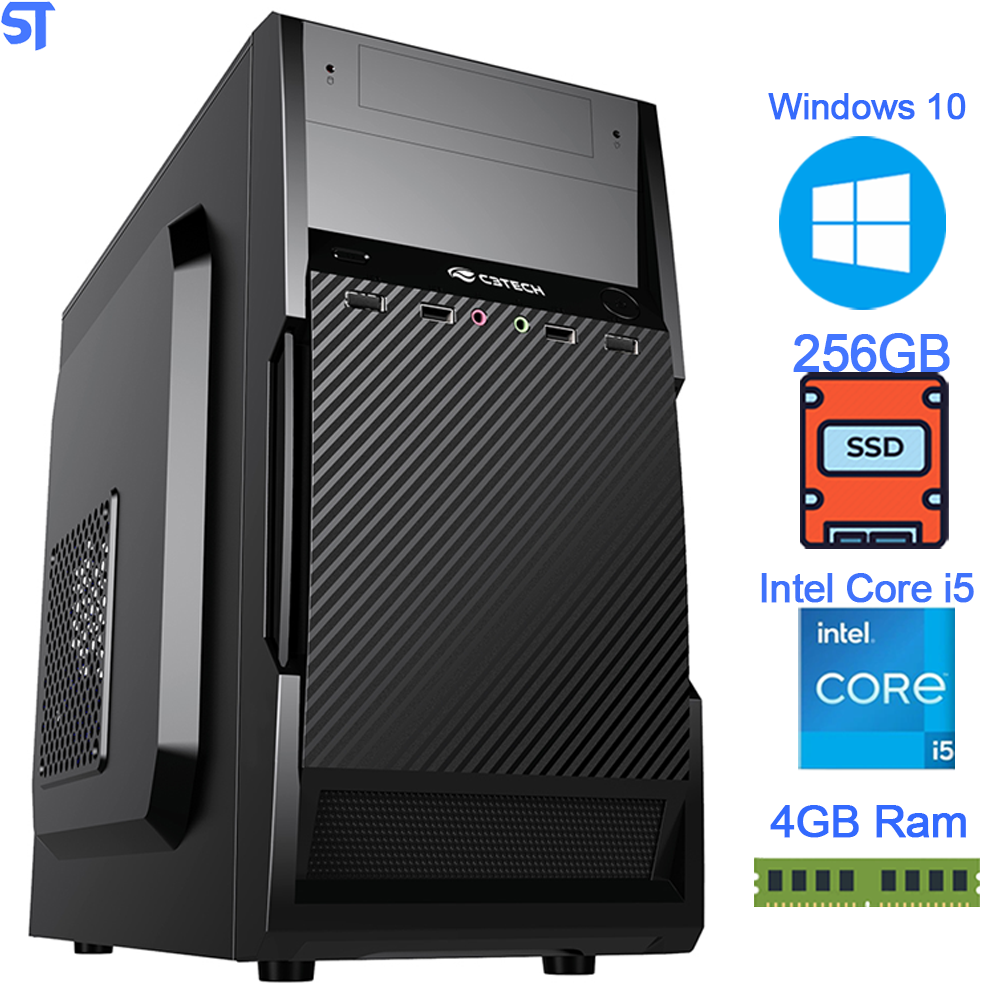 Computador Completo Intel® Core i5-2500 3.3Ghz - 4GB Ram - 256GB SSD - Monitor 19" Led - Teclado e Mouse