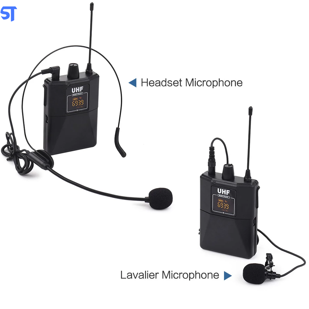 Conjunto De Microfones Sem Fio De Frequência Dupla Uhf Com 1 Transmissor 2 Lapelas - Mipu