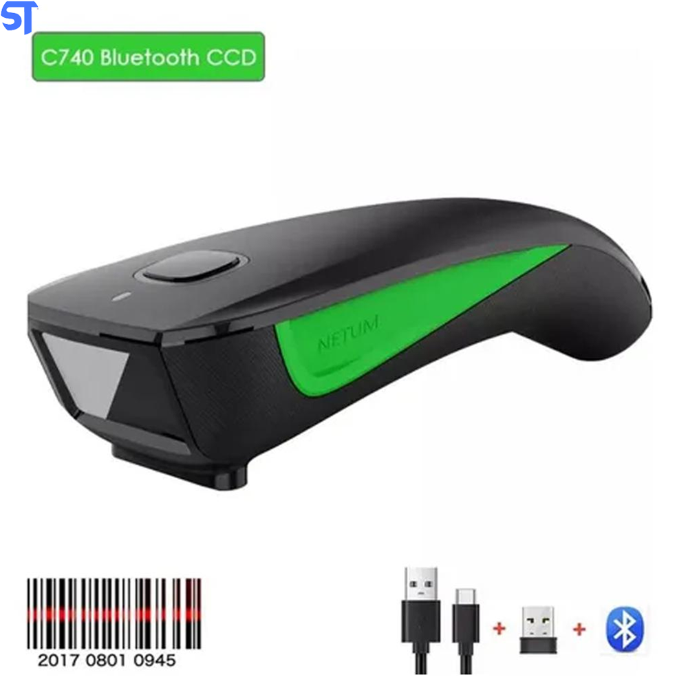 Leitor Código De Barras Bluetooth 2D E USB NETUM C750 Preto Com Verde