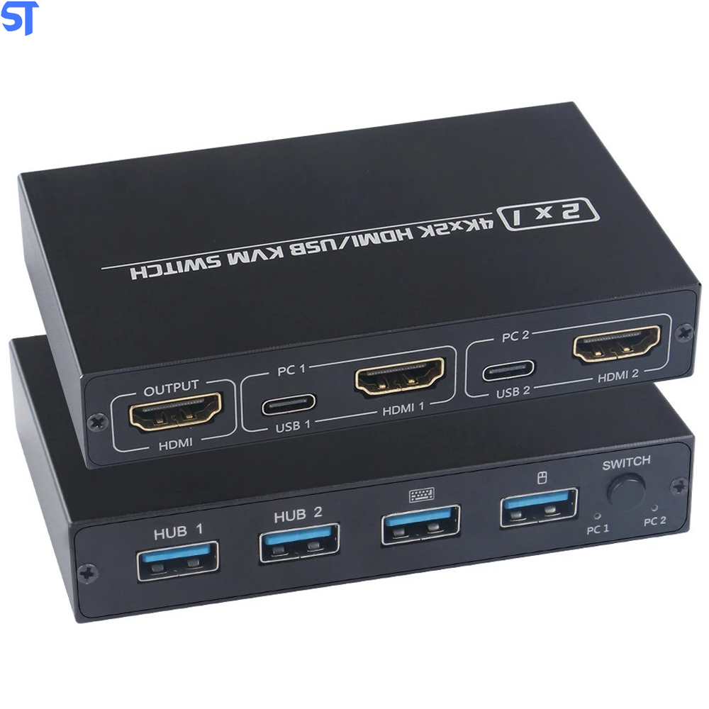 Switch Kvm Splitter 2 Portas Hdmi 4k x 2k Usb Plug And Play Para Teclado e Mouse de Monitor Compartilhado, Adaptativo HD