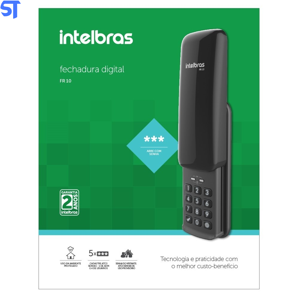Fechadura Digital Para Uso Interno e Externo FR 10 Preto Intelbras