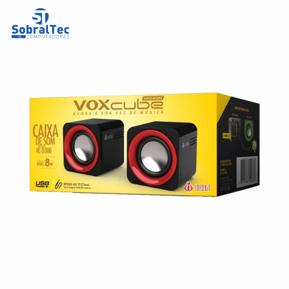 Caixa De Som Voxcube Para Pc e Notebook Vc-d300 2.0 Infokit