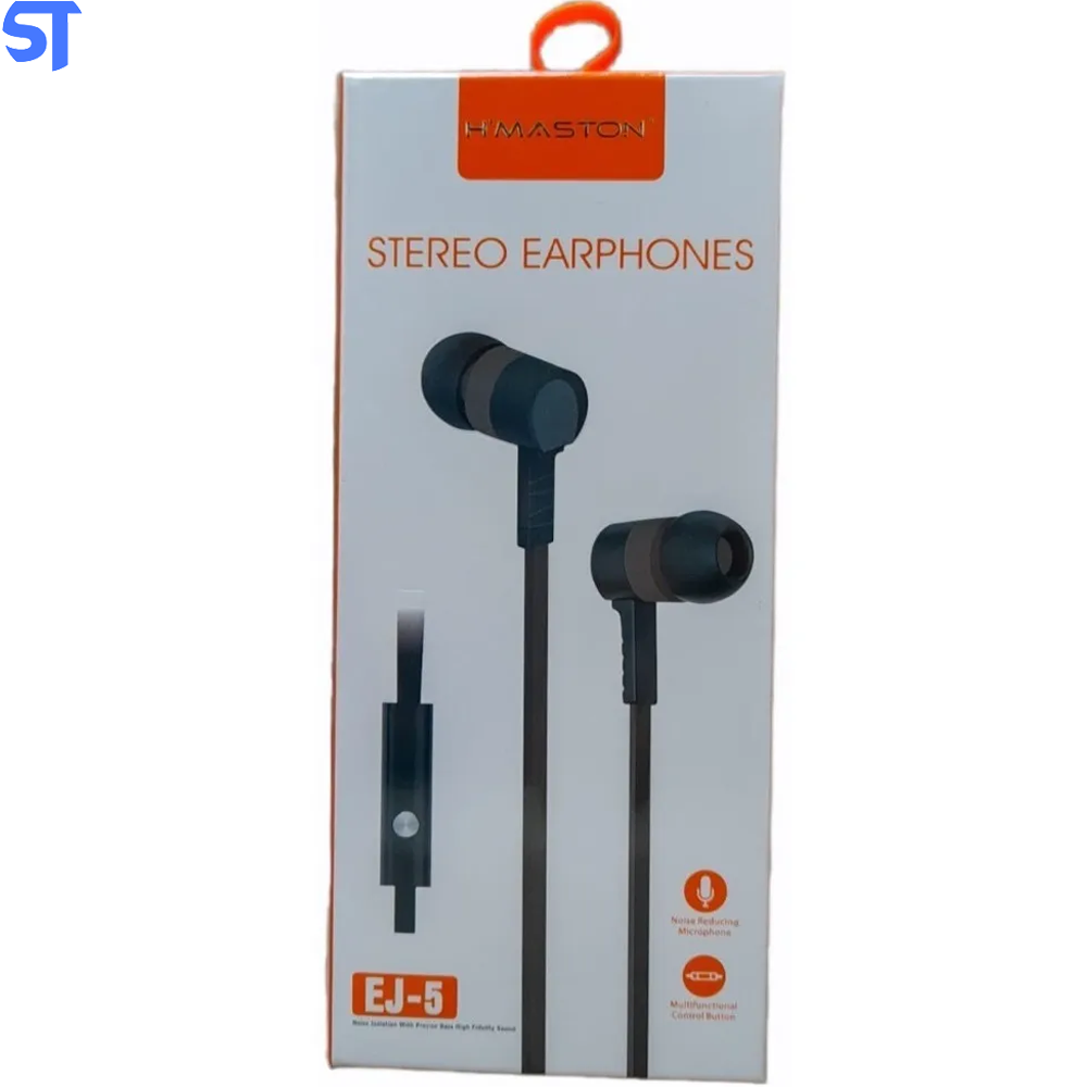 Fone De Ouvido Estéreo H'maston EJ-5  - Preto