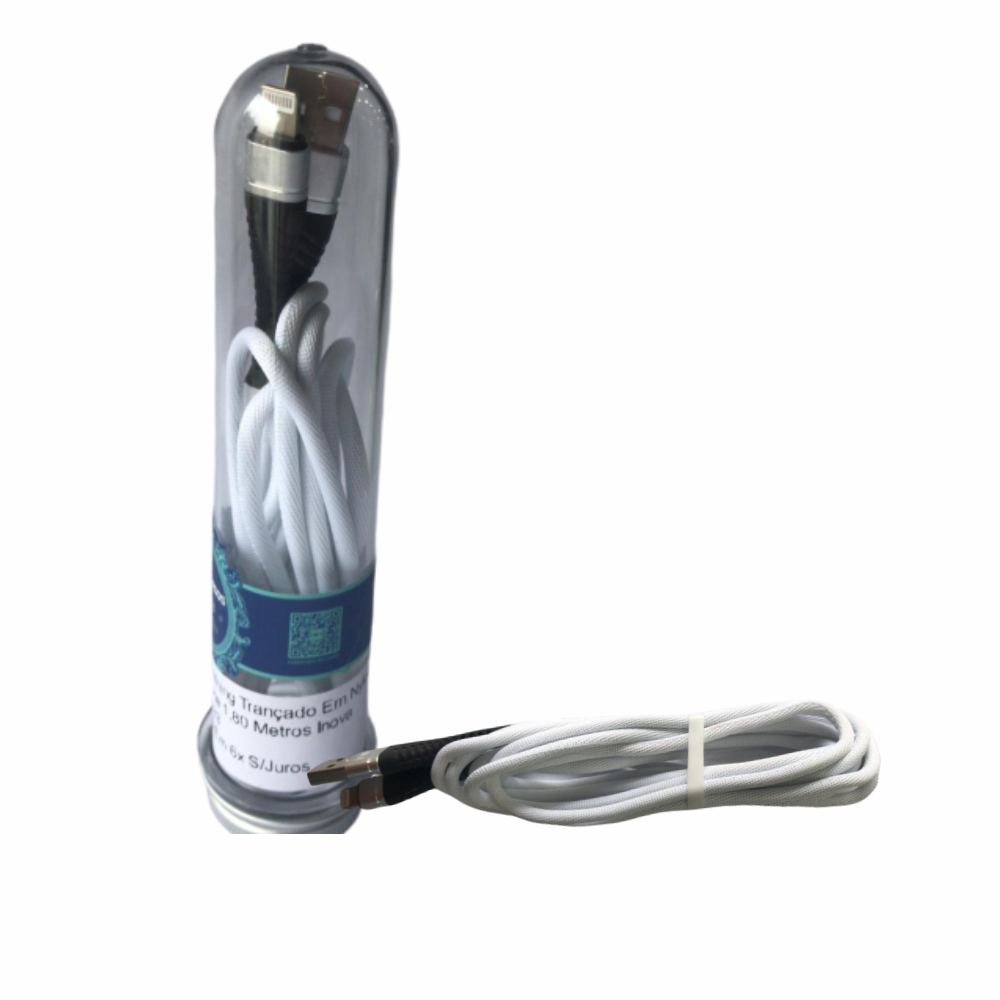 Cabo Lightning Trançado Em Nylon Tubo Para Iphone 1,80 Metros Inova