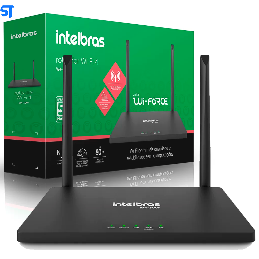 Roteador Wireless 300Mbps 4 portas W4-300F - Wi - Force Intelbras