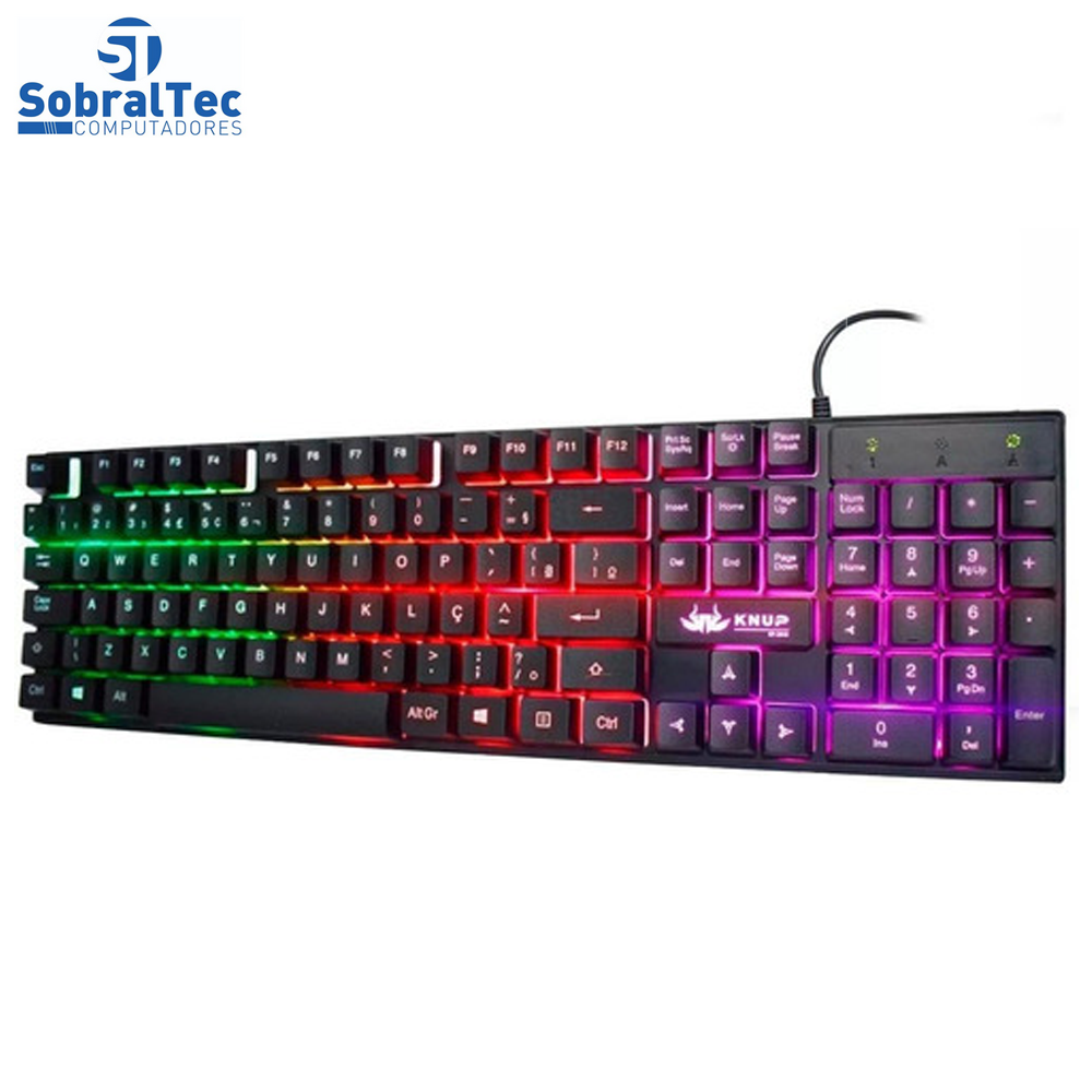 Teclado Gamer USB LED Com 3 Cores KNUP KP-2043A