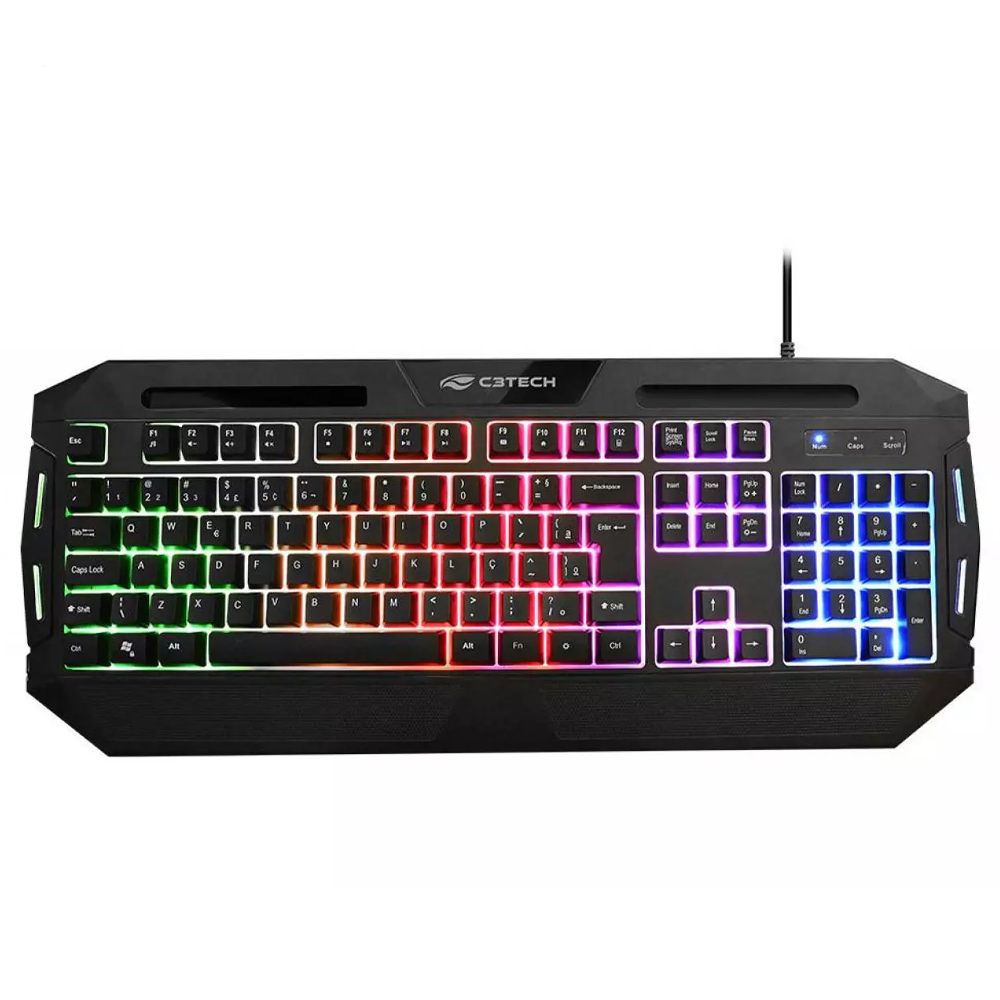 Teclado Gamer C3Tech, LED Multicolorido, USB, Anti-Ghosting, ABNT2, Preto - KG-80BK