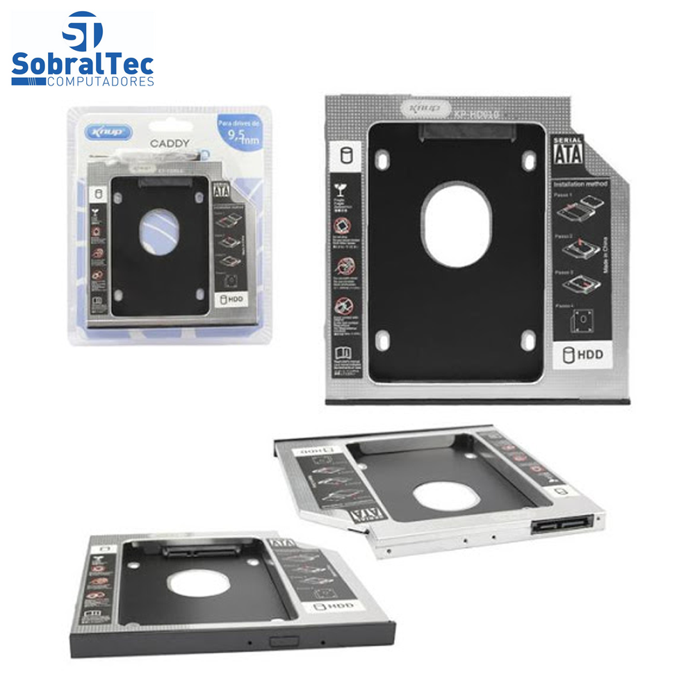 Gaveta Caddy Adaptador Para Segundo HD de Notebook ou Ssd 9.5mm Knup KP-HD010