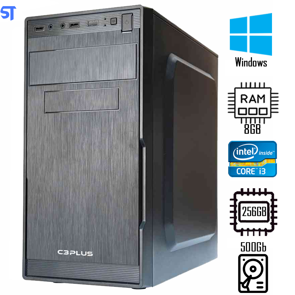 Computador Core i3-2130- SSD 256GB ST Com HD 500Gb Armazenamento - Memória 8GB - Gab MT-25V2BK