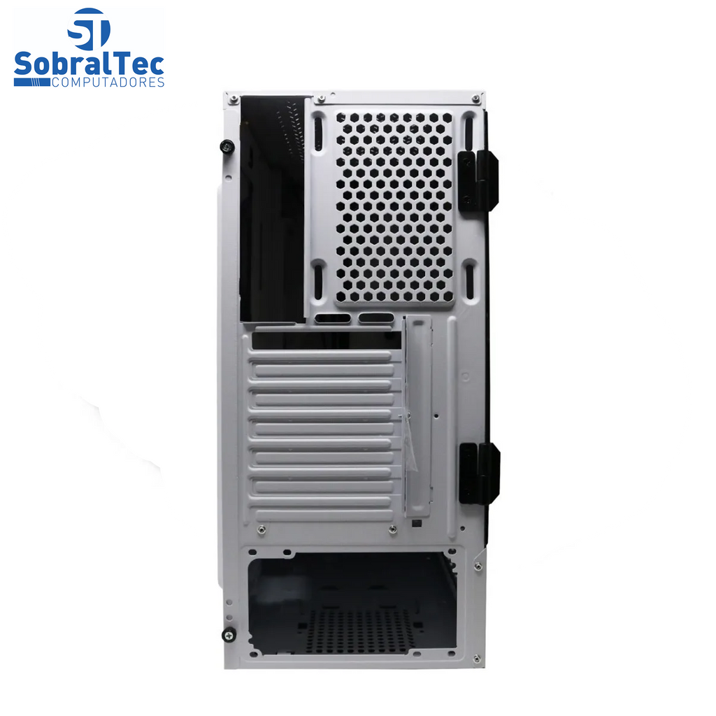 Gabinete Gamer BG-018W Branco Bluecase - S/ Fonte Lateral Em Vidro LED RGB  USB 3.0 Frontal