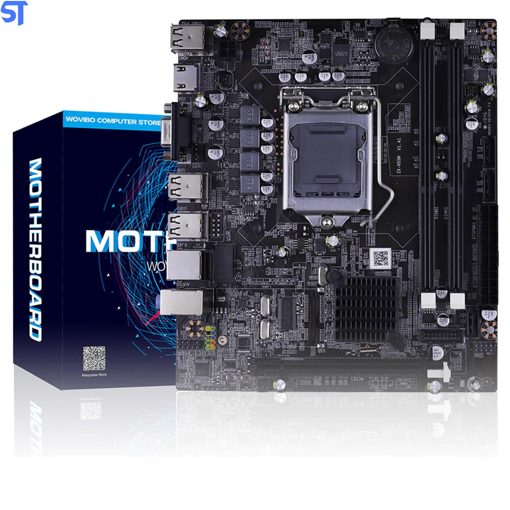Placa Mãe Wovibo H55 LGA 1156 DDR3 Dual Channels Memória 8G Suporte A I3 I5 I7 Xeon