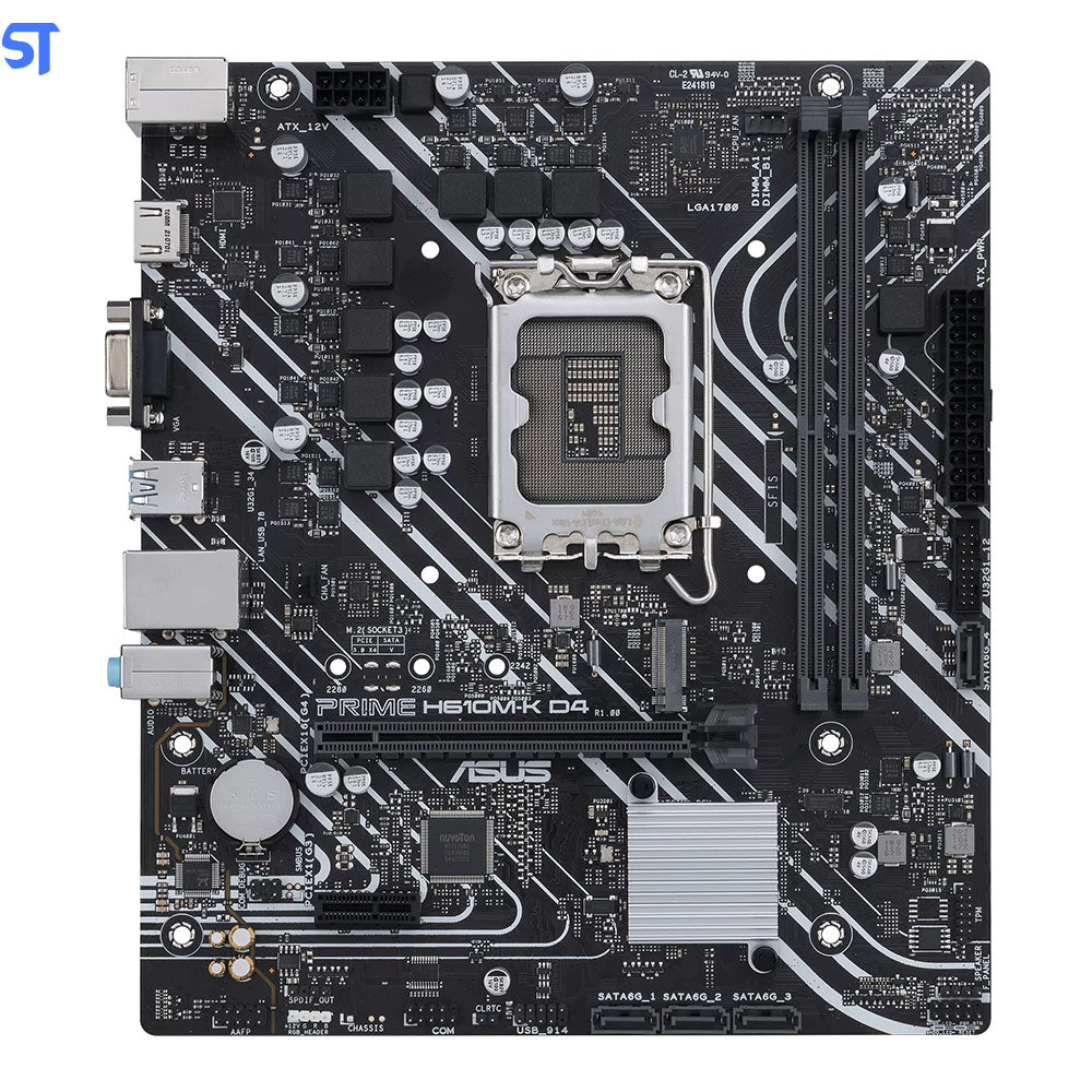 Placa-Mãe Asus Prime H610M-K D4, Intel LGA 1700, mATX, DDR4, HDMI e VGA, M.2, USB 3.2