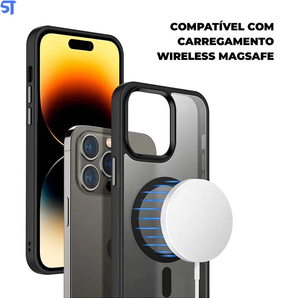 Capa Transparente Com Carregamento Magnetico Para iPhone 11 - Preto