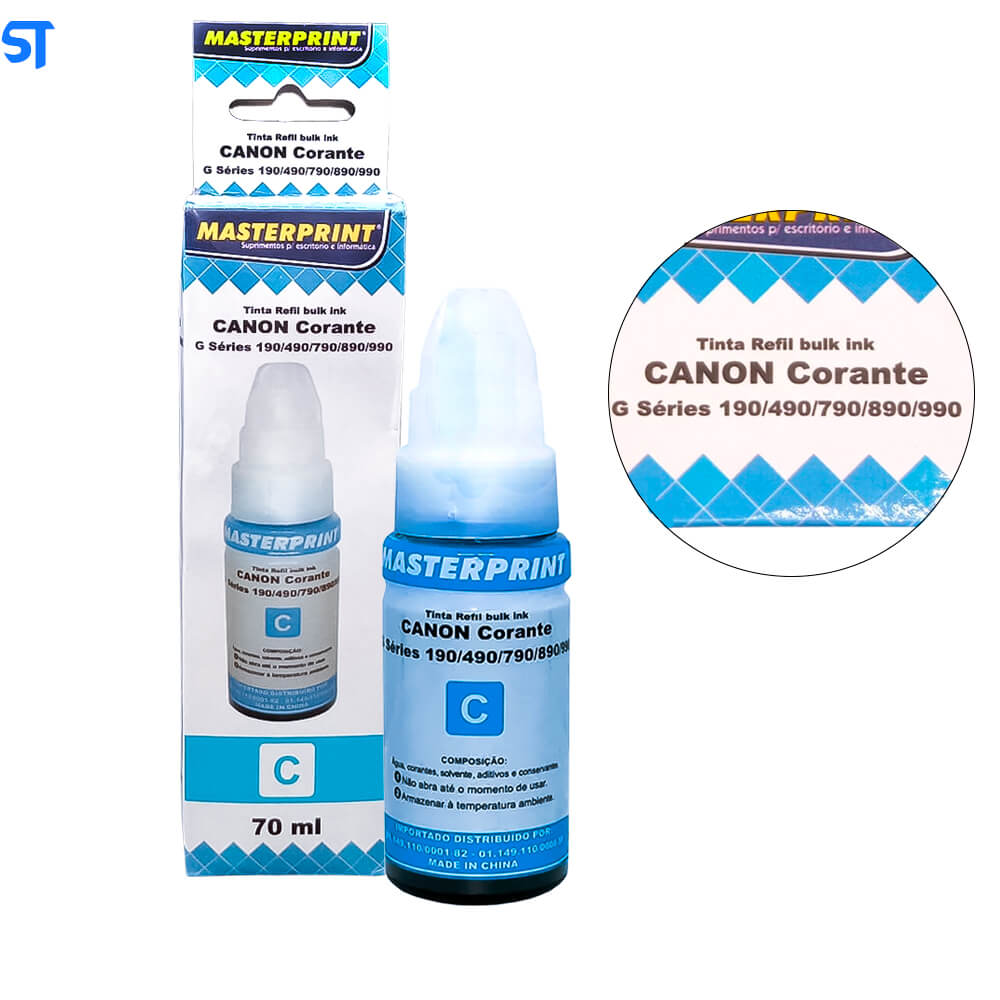 Refil de Tinta Compatível Canon Bulk Ink G Corante Ciano C 70ML MasterPrint