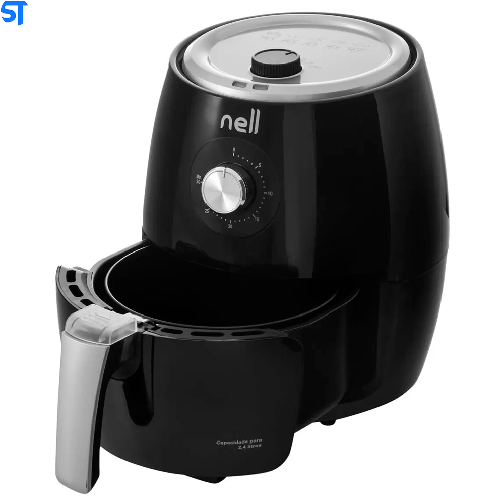 Fritadeira Elétrica sem Óleo/Air Fryer Nell Smart - Preta 2,4L com Timer