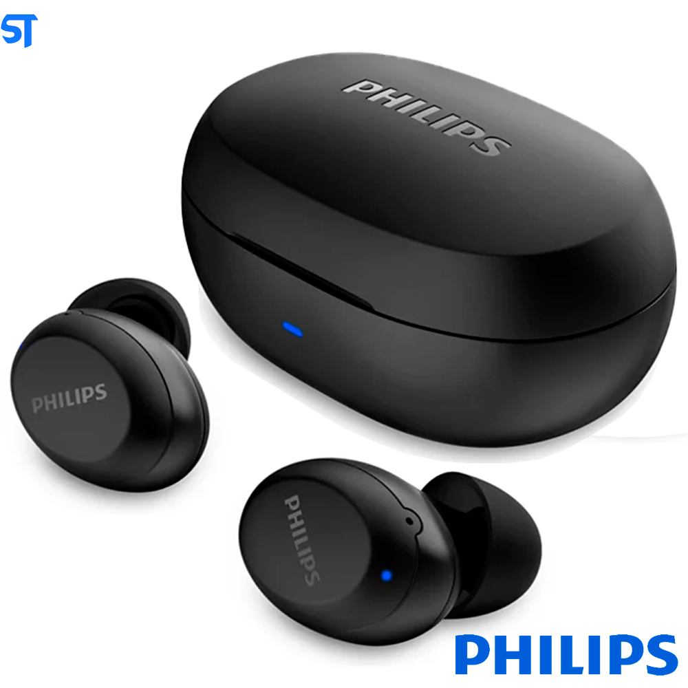 Fone De Ouvido Bluetooth Philips Tat1235Bk Preto Tws Com Microfone E Bateria De Até 18H, Resistente À Água Ipx5