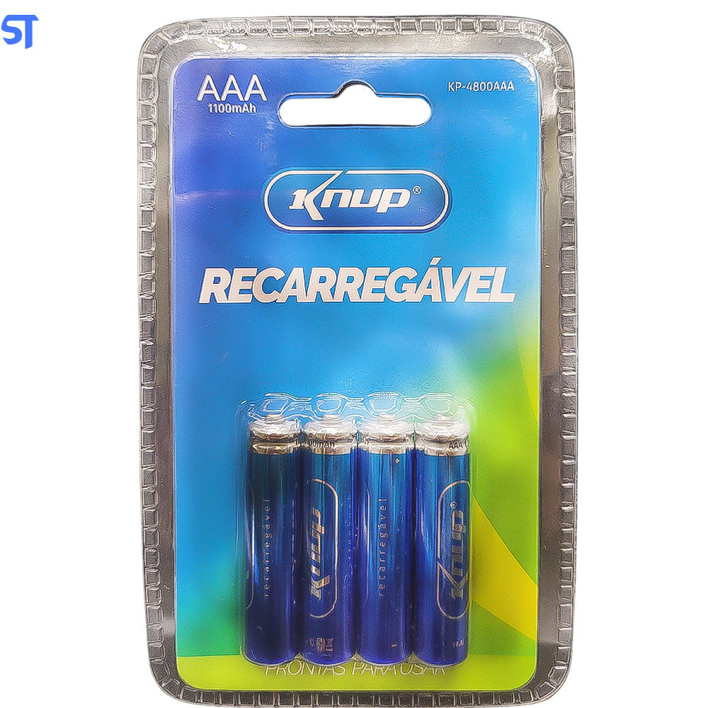 Pilhas Recarregáveis AAA De 1100mah 4 Unidades Palito Knup Kp-4800AAA