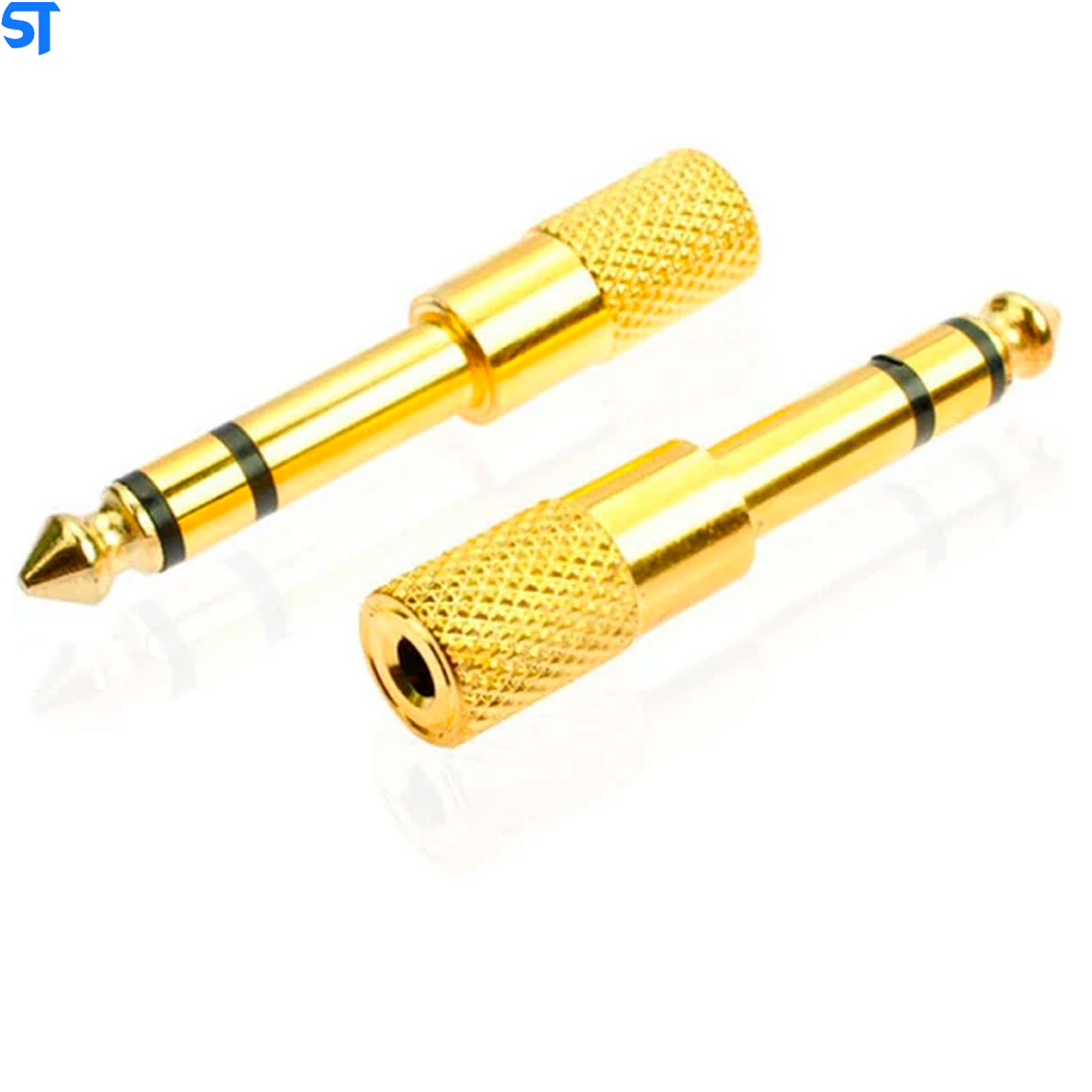 Plug Adaptador Gold P2 / P10 Stereo Para Fone De Ouvido