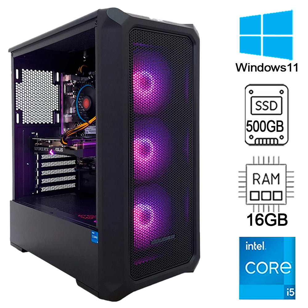 Computador Gamer Powered By Asus Core i5-12400F, 16GB DDR4, Vídeo 12GB, LHR, GDDR6, 192bit RTX 3060, SSD  500GB