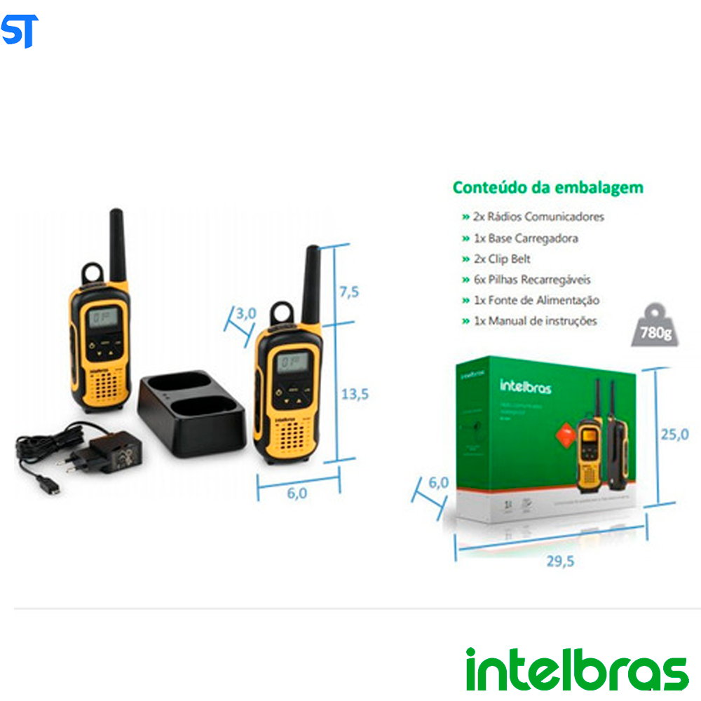 Rádio Comunicador Walkie Talkie Intelbras RC4102 - 26 Canais