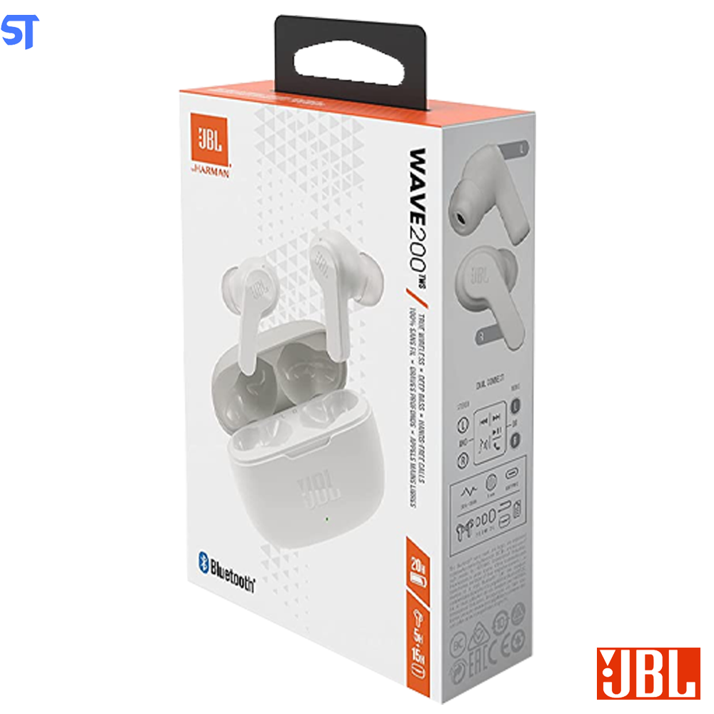Fone de Ouvido Bluetooth JBL Wave 200TWS Intra-Auricular Branco - JBLW200TWSWHT