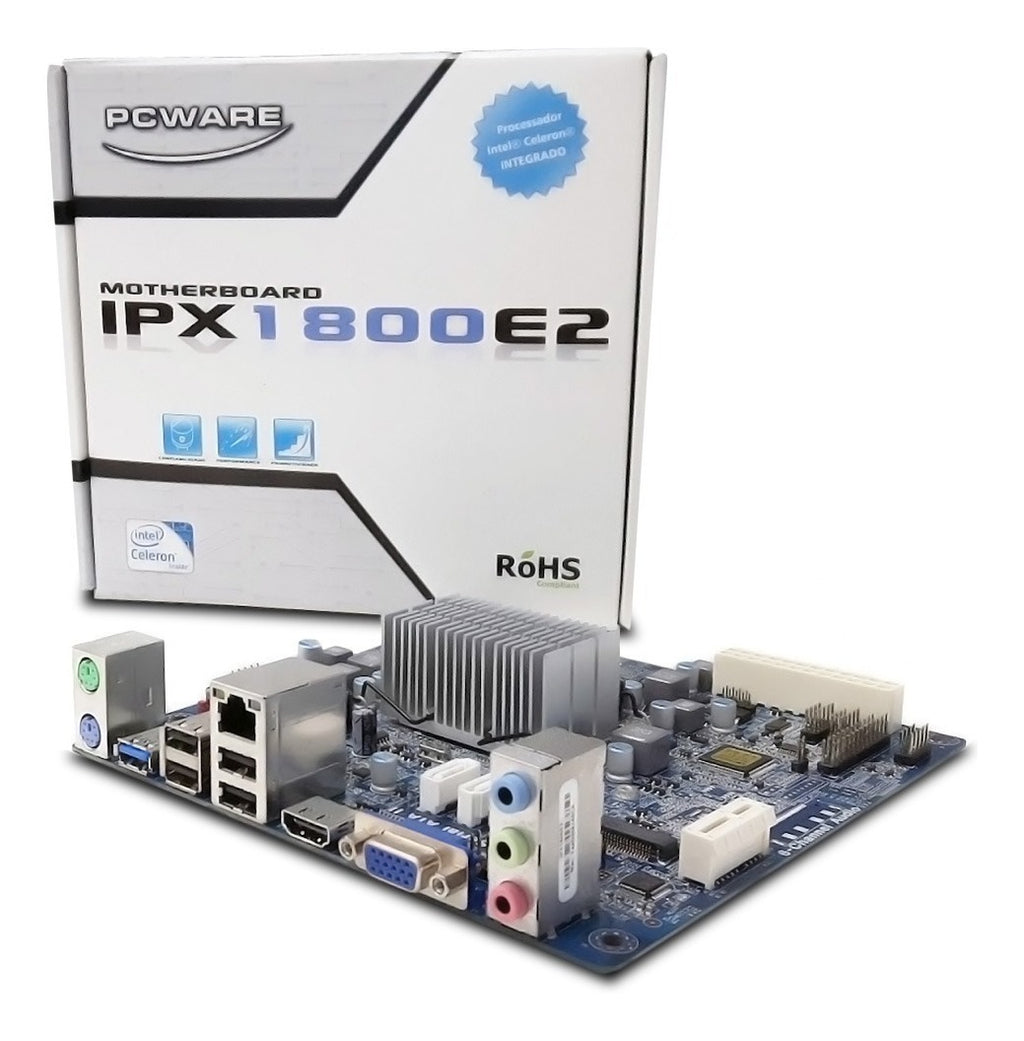 Kit Placa Mãe PCWare IPX1800E2 + Celeron Dual-Core Hdmi + Memória de 4Gb