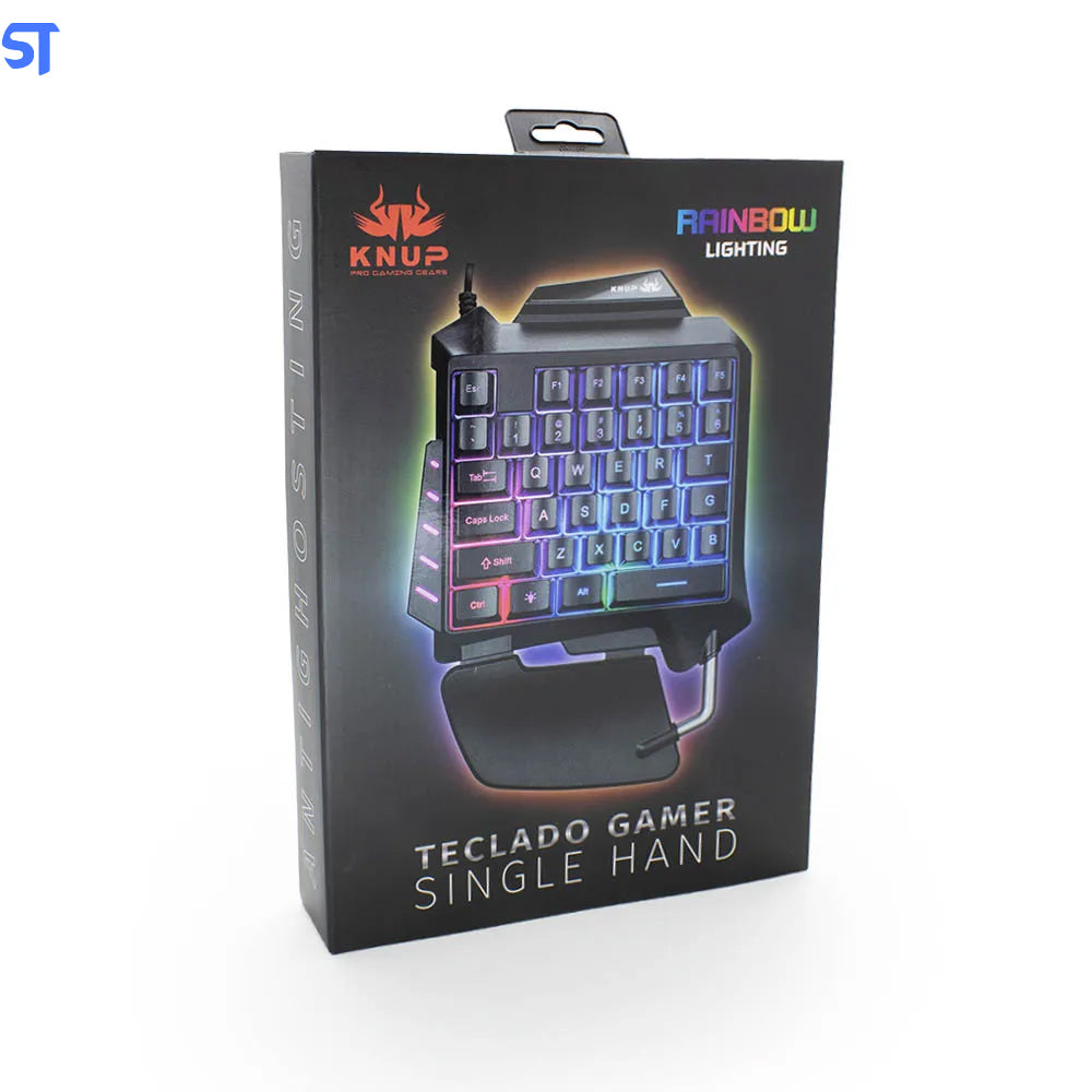 Teclado Gamer RGB Single Hand ( Uma Mão ) KP- TM006 Usb Antigosthing com Led - KNUP