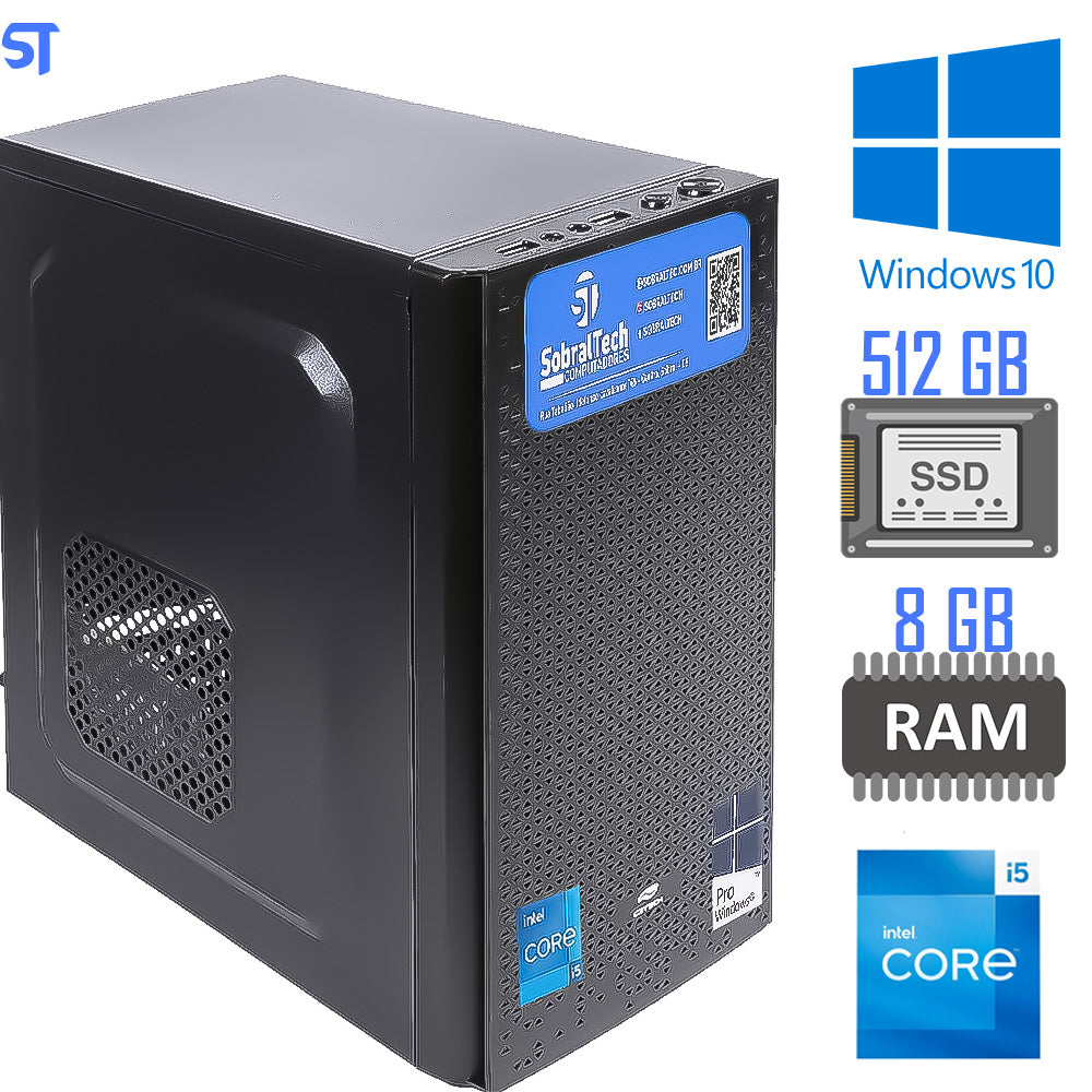 Computador Intel® Core™ i5 (10400)- Asus H510 -Memoria DDR4 8GB 2400MHz - HD SSD 512GB -Com Teclado Mouse Brind MousePad