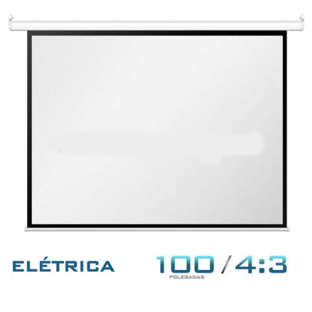 Tela de Projeção Retrátil Elétrica Com Suporte Metálico, 100 Polegadas 4:3 Largura 203Cm x Altura 152Cm TP-EH100A Exboom