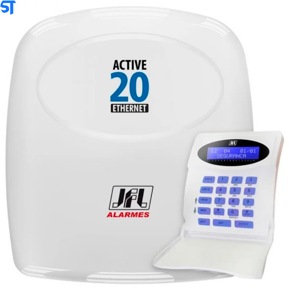 Central Alarme JFL Ethernet Active 20, Acesso via Aplicativo Celular, Monitorável até 22 zonas Com Teclado