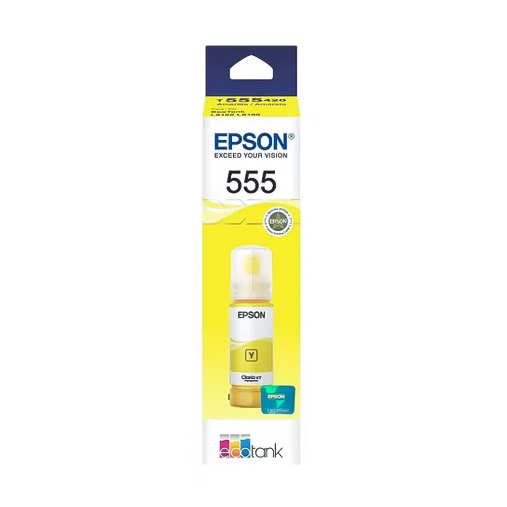 Garrafa Refil de Tinta Epson 555 Amarela Original 2.300 Fotos 4x6 T555420 Para EcoTank L8180