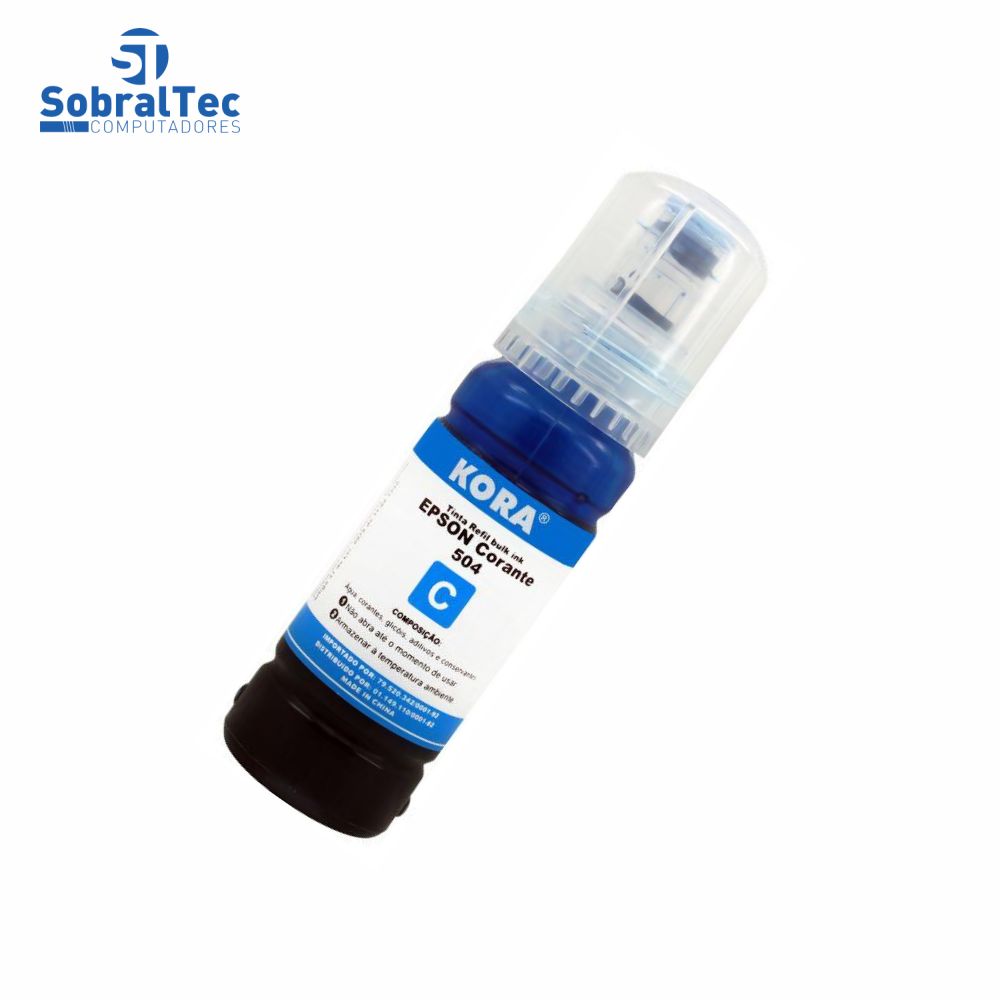 Tinta Refil Bulk Ink Compativel Epson 504/544 Corante Cyano 70ml Kora R-EP70C