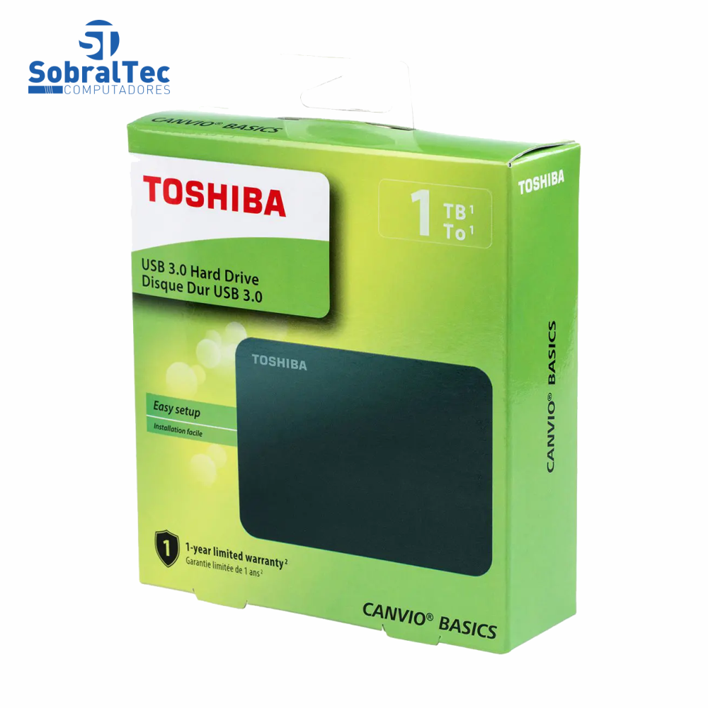 HD Externo 1TB Toshiba Canvio Basics USB 3.0 HDTB410XK3AA